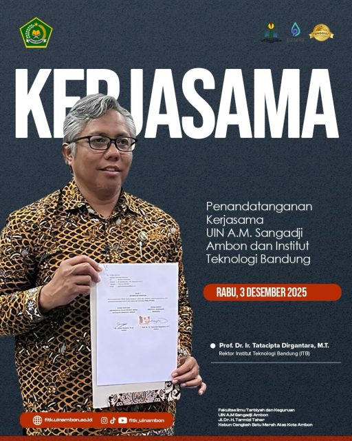 Penandatanganan Kerjasama MoU
UIN A.M. Sangadji Ambon dan Institut Teknologi Bandung. Rabu, e Desember 2025
.
.